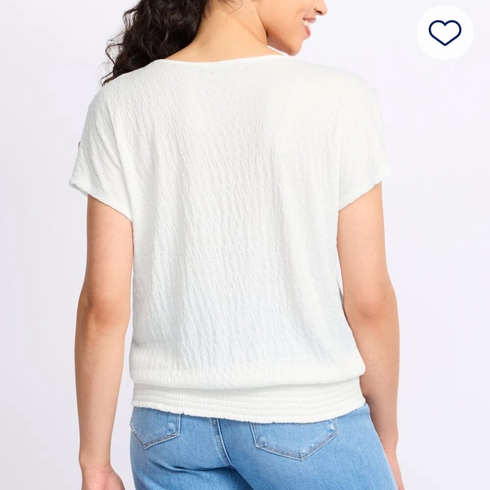 White Knit Top Sz L - Picture 2 of 3